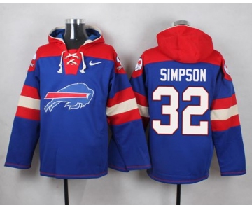 Nike Bills #32 O. J. Simpson Royal Blue Player Pullover NFL Hoodie