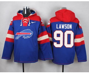 Nike Bills #90 Shaq Lawson Royal Blue Player Pullover NFL Hoodie