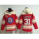 Men's Washington Nationals #31 Max Scherzer Home Red MLB Hoodie