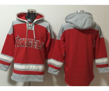 Men's Los Angeles Angels Blank Red Ageless Must Have Lace Up Pullover Hoodie