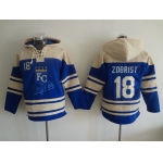 Men's Kansas City Royals #18 Ben Zobrist Alternate Blue MLB Hoodie