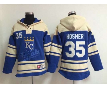 Men's Kansas City Royals #35 Eric Hosmer Blue Hoodie