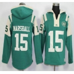 Men's New York Jets #15 Brandon Marshall Green Team Color 2015 NFL Hoodie