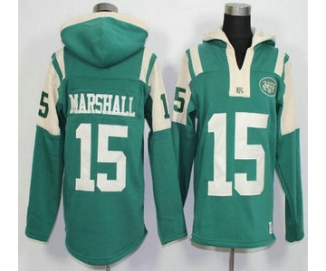 Men's New York Jets #15 Brandon Marshall Green Team Color 2015 NFL Hoodie