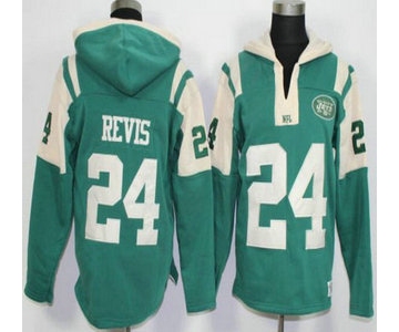 Men's New York Jets #24 Darrelle Revis Green Team Color 2015 NFL Hoodie