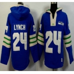 Men's Seattle Seahawks #24 Marshawn Lynch Light Blue 2015 NFL Hoody