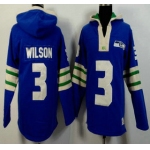 Men's Seattle Seahawks #3 Russell Wilson Light Blue 2015 NFL Hoody