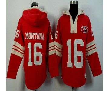 Men's San Francisco 49ers #16 Joe Montana Red Team Color Team Color 2015 NFL Hoody