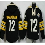 Men's Pittsburgh Steelers #12 Terry Bradshaw Black Retired Player 2015 NFL Hoodie