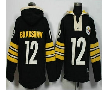 Men's Pittsburgh Steelers #12 Terry Bradshaw Black Retired Player 2015 NFL Hoodie