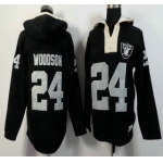 Men's Oakland Raiders #24 Charles Woodson Black Team Color 2015 NFL Hoody