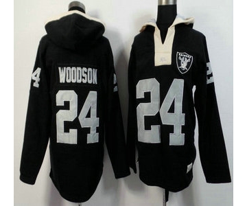 Men's Oakland Raiders #24 Charles Woodson Black Team Color 2015 NFL Hoody