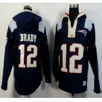 Men's New England Patriots #12 Tom Brady Navy Blue Team Color 2015 NFL Hoody