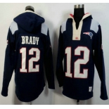 Men's New England Patriots #12 Tom Brady Navy Blue Team Color 2015 NFL Hoody