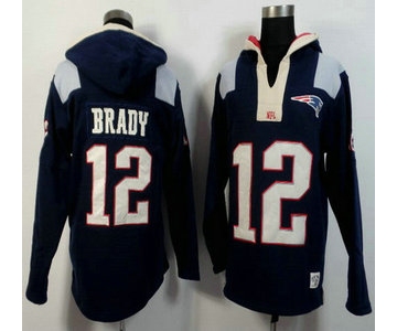 Men's New England Patriots #12 Tom Brady Navy Blue Team Color 2015 NFL Hoody