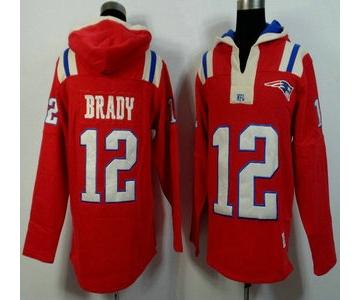 Men's New England Patriots #12 Tom Brady Red Alternate 2015 NFL Hoody