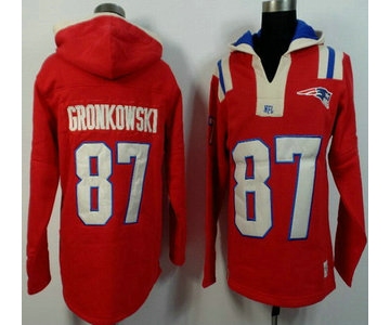 Men's New England Patriots #87 Rob Gronkowski Red Alternate 2015 NFL Hoody