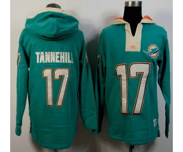 Men's Miami Dolphins #17 Ryan Tannehill Aqua Green Team Color 2015 NFL Hoody