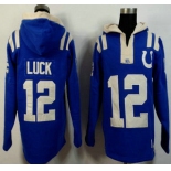 Men's Indianapolis Colts #12 Andrew Luck Royal Blue Team Color 2015 NFL Hoody