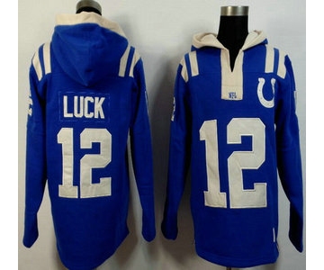 Men's Indianapolis Colts #12 Andrew Luck Royal Blue Team Color 2015 NFL Hoody