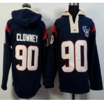 Men's Houston Texans #90 Jadeveon Clowney Navy Blue Team Color 2015 NFL Hoody