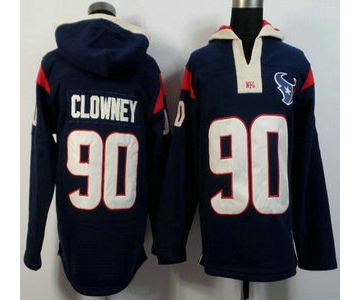 Men's Houston Texans #90 Jadeveon Clowney Navy Blue Team Color 2015 NFL Hoody