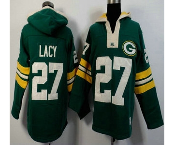 Men's Green Bay Packers #27 Eddie Lacy Green Team Color 2015 NFL Hoody