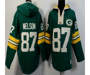 Men's Green Bay Packers #87 Jordy Nelson Green Team Color 2015 NFL Hoody