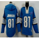 Men's Detroit Lions #81 Calvin Johnson Light Blue Team Color 2015 NFL Hoody