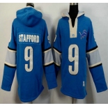 Men's Detroit Lions #9 Matthew Stafford Light Blue Team Color 2015 NFL Hoody