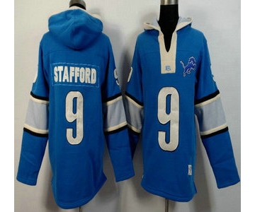 Men's Detroit Lions #9 Matthew Stafford Light Blue Team Color 2015 NFL Hoody