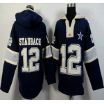 Men's Dallas Cowboys #12 Roger Staubach Navy Blue Team Color 2015 NFL Hoody