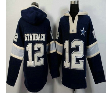 Men's Dallas Cowboys #12 Roger Staubach Navy Blue Team Color 2015 NFL Hoody