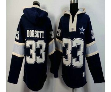 Men's Dallas Cowboys #33 Tony Dorsett Navy Blue Team Color 2015 NFL Hoody