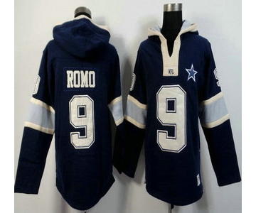 Men's Dallas Cowboys #9 Tony Romo Navy Blue Team Color 2015 NFL Hoody