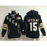 Old Time Hockey Anaheim Ducks #15 Ryan Getzlaf Black Womens Hoodie
