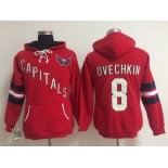 Old Time Hockey Washington Capitals #8 Alex Ovechkin Red Womens Hoodie