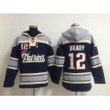 New England Patriots #12 Tom Brady 2014 Blue Hoodie