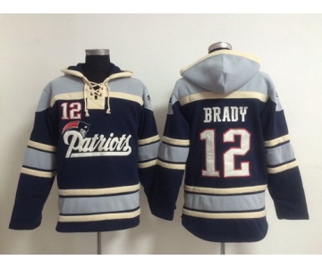 New England Patriots #12 Tom Brady 2014 Blue Hoodie