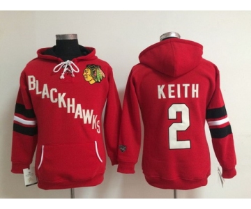 Old Time Hockey Chicago Blackhawks #2 Duncan Keith Red Womens Hoodie