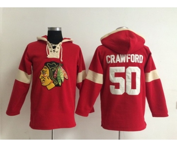 2014 Old Time Hockey Chicago Blackhawks #50 Corey Crawford Red Hoodie