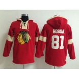 2014 Old Time Hockey Chicago Blackhawks #81 Marian Hossa Red Hoodie