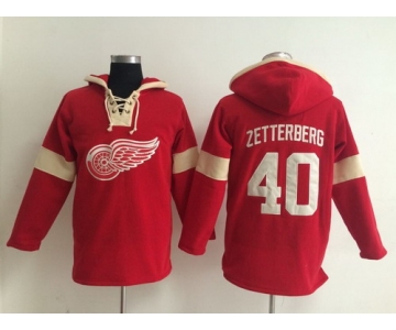 2014 Old Time Hockey Detroit Red Wings #40 Henrik Zetterberg Red Hoodie