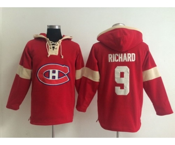 2014 Old Time Hockey Montreal Canadiens #9 Maurice Richard Red Hoodie