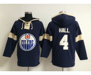 2014 Old Time Hockey Edmonton Oilers #4 Taylor Hall Navy Blue Hoodie