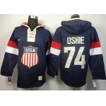 2014 Old Time Hockey Olympics USA #74 T.J. Oshie Navy Blue Hoodie