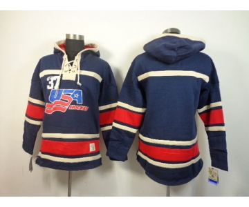 2014/15 Old Time Hockey Team USA Blank Navy Blue Hoodie