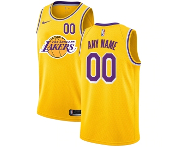 Lakers Customized Yellow Nike City Edition Number Swingman Jersey