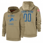 Detroit Lions Custom Nike Tan 2019 Salute To Service Name & Number Sideline Therma Pullover Hoodie