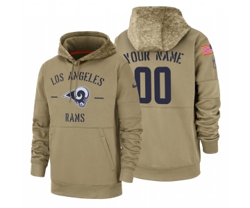 Los Angeles Rams Custom Nike Tan 2019 Salute To Service Name & Number Sideline Therma Pullover Hoodie